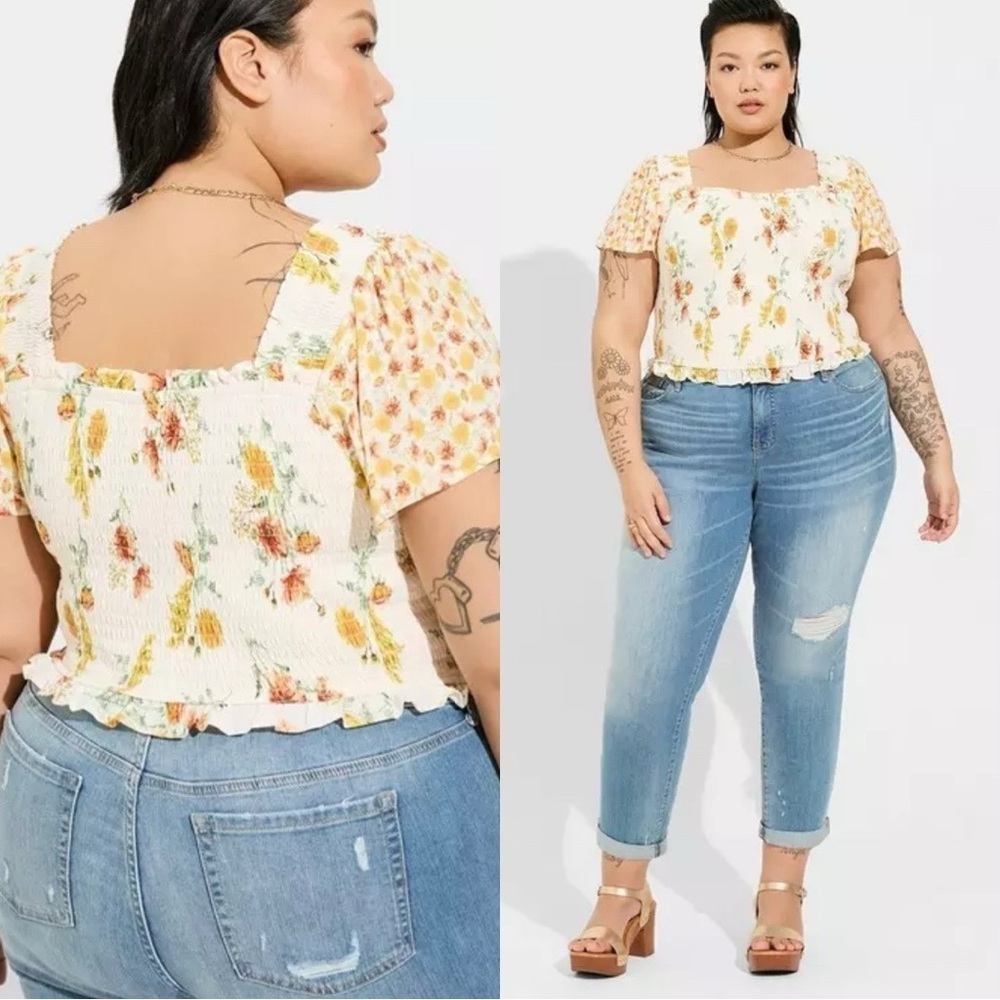 NWT TORRID Spring Floral Square Neck Ruffled Top Sz 3x